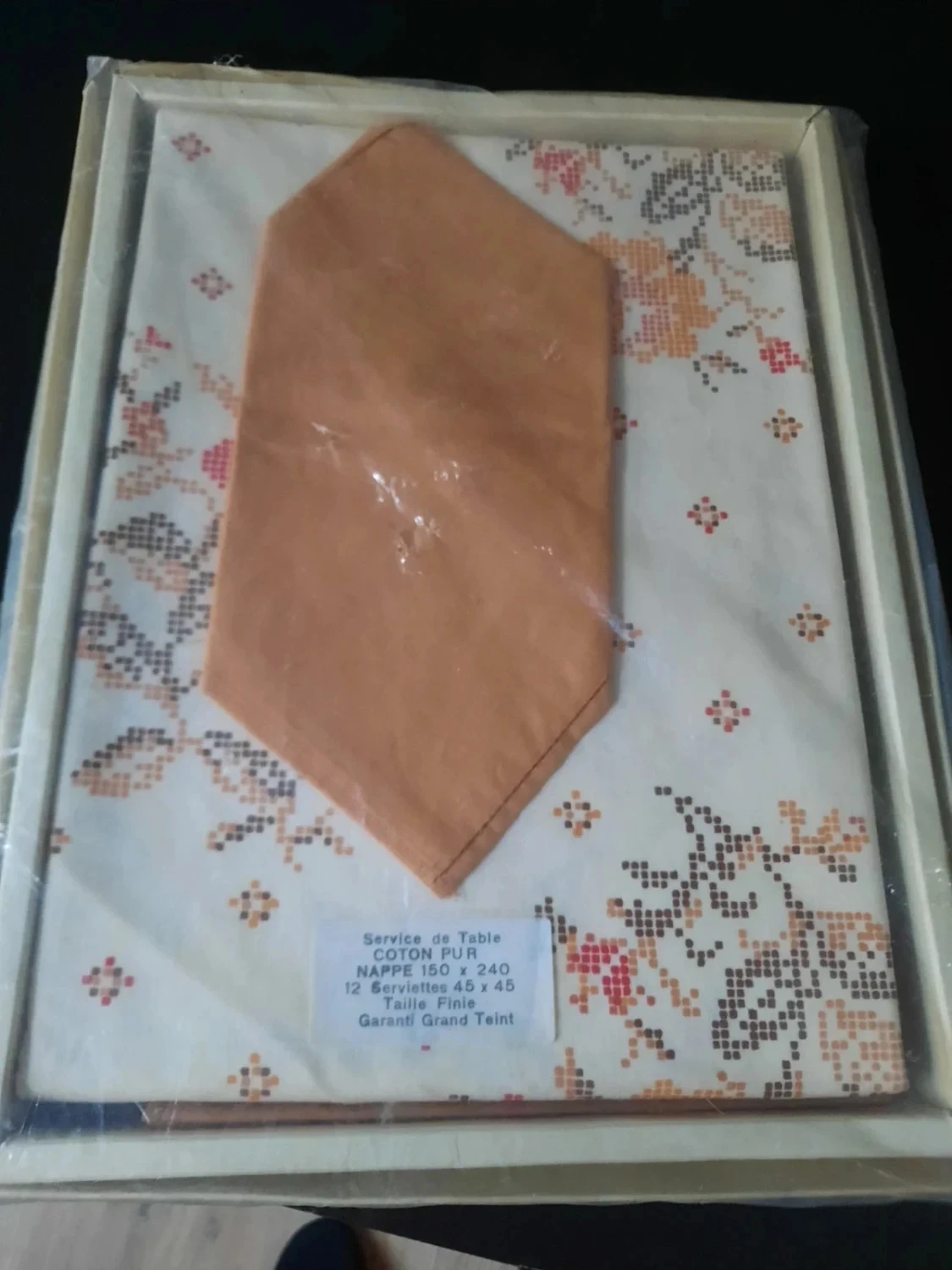 🥀Toalha de mesa vintage nova em algodão e seus 12 guardanapos. Fabricação francesa. – photo 2